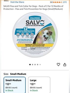 NEW! SALVO Flea & Tick Dog Collar set of 2 collars 12mo protection